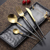 LUXE™ BLACK & GOLD LUXURY CUTLERY - SET OF 4 PIECES