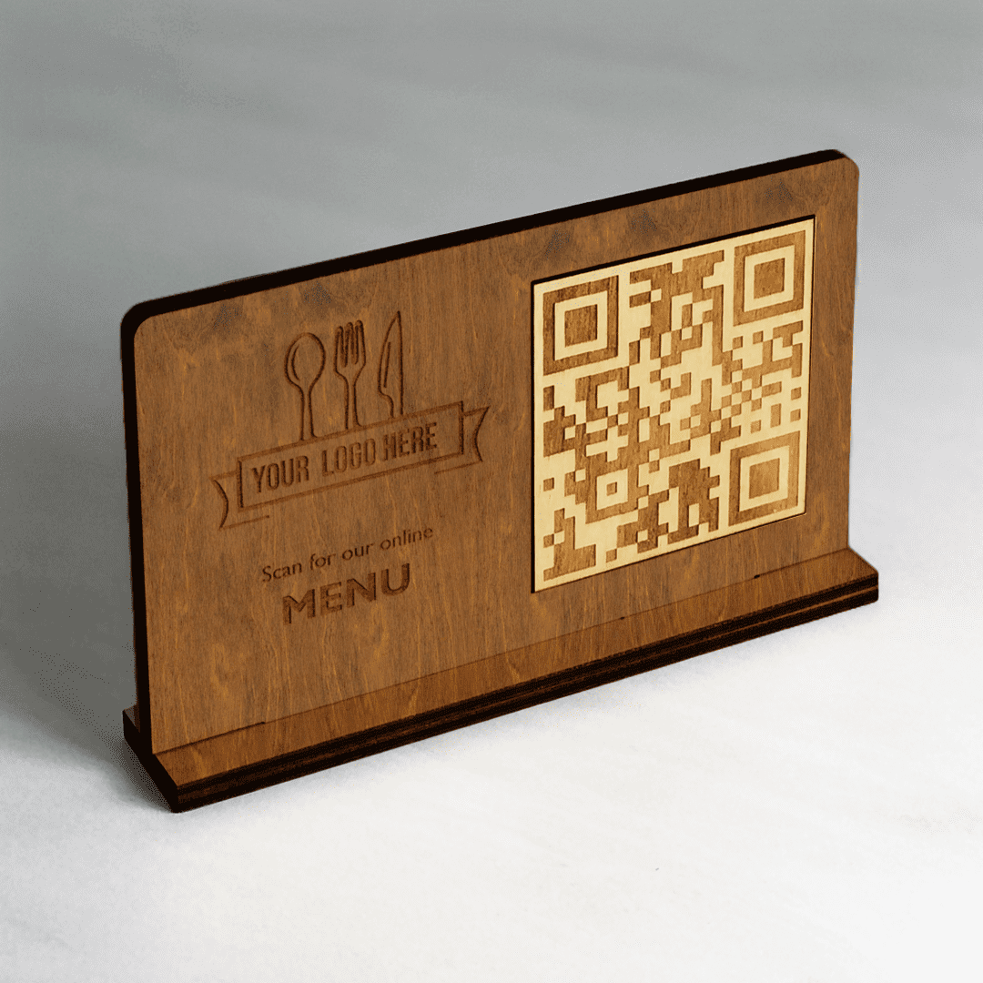 Wooden QR Menu Table Stand 170x100 mm (6.70” x 3.95”)