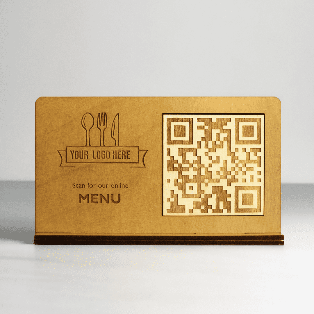 Wooden QR Menu Table Stand 170x100 mm (6.70” x 3.95”)