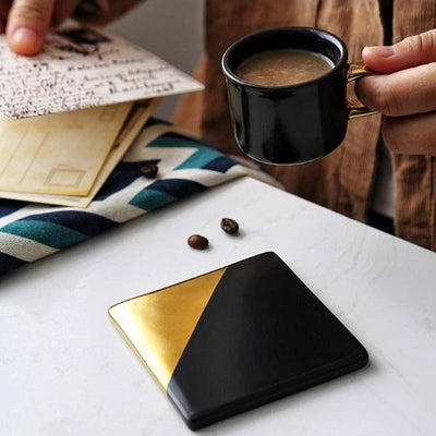 LUXE™ - 4 LUXURY COASTERS - GOLDEN AND BLACK MATTE