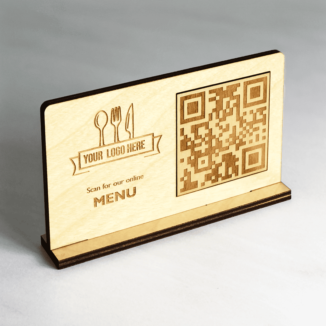 Wooden QR Menu Table Stand 170x100 mm (6.70” x 3.95”)