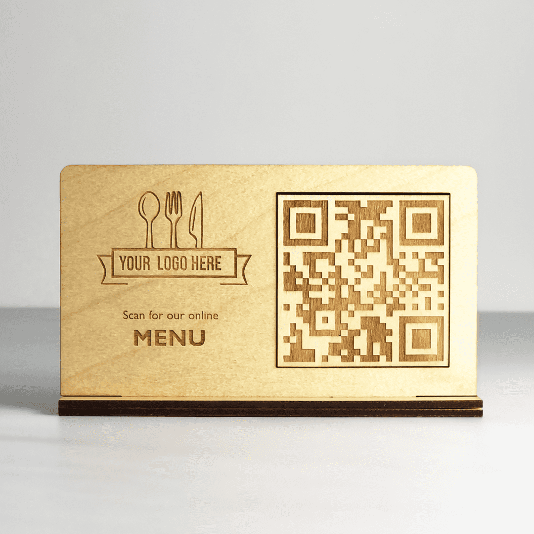 Wooden QR Menu Table Stand 170x100 mm (6.70” x 3.95”)